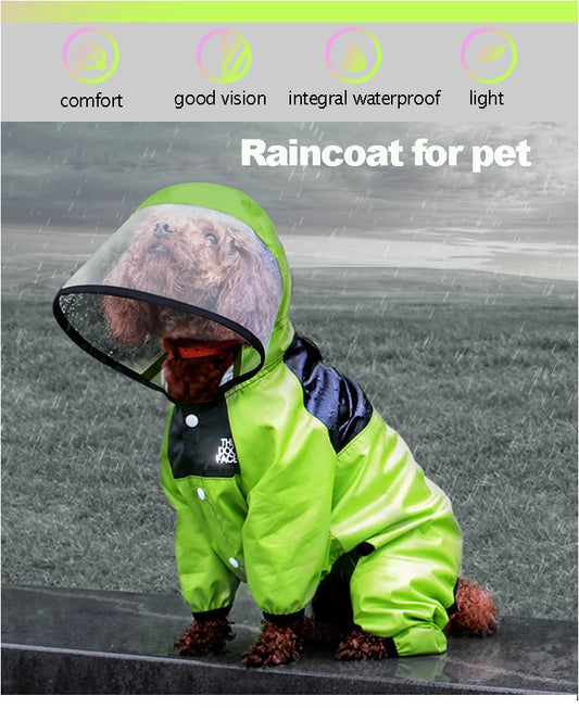 Dog Face Waterproof Raincoat UK - full body coverage for dogs