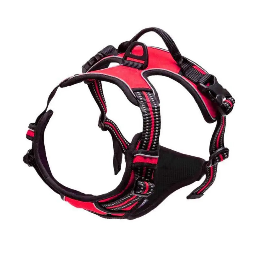 Dog harness red colour heavy duty nylon UK
