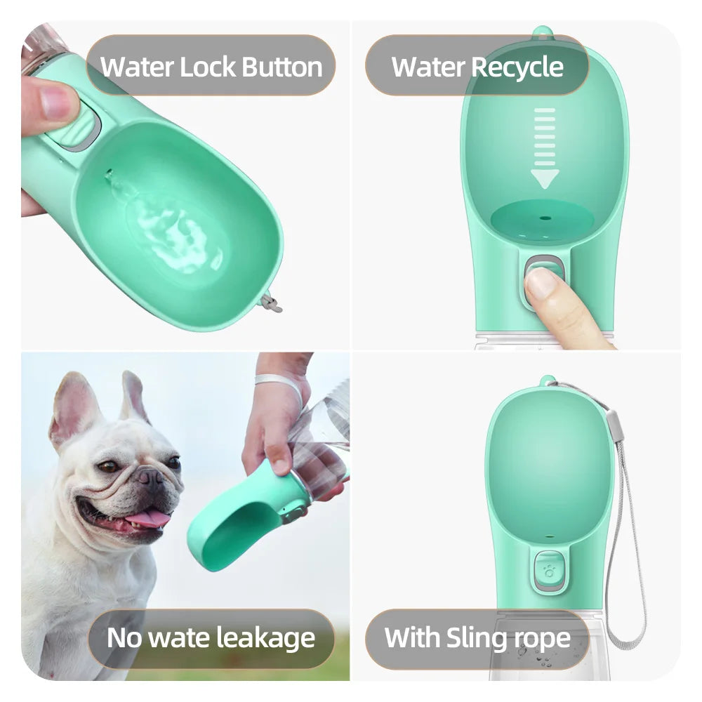 	Dog water bottle green leakproof outdoor UK