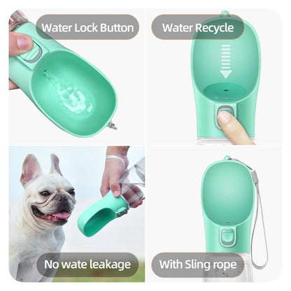 	Dog water bottle green leakproof outdoor UK