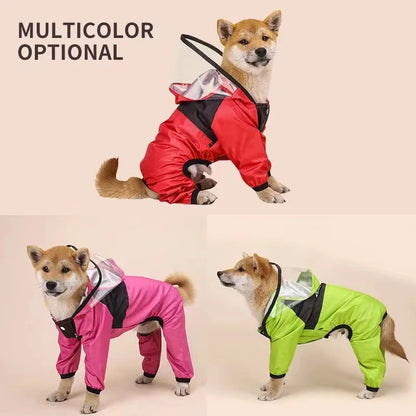 Dog wearing waterproof raincoat UK - Dog Face print pink green red