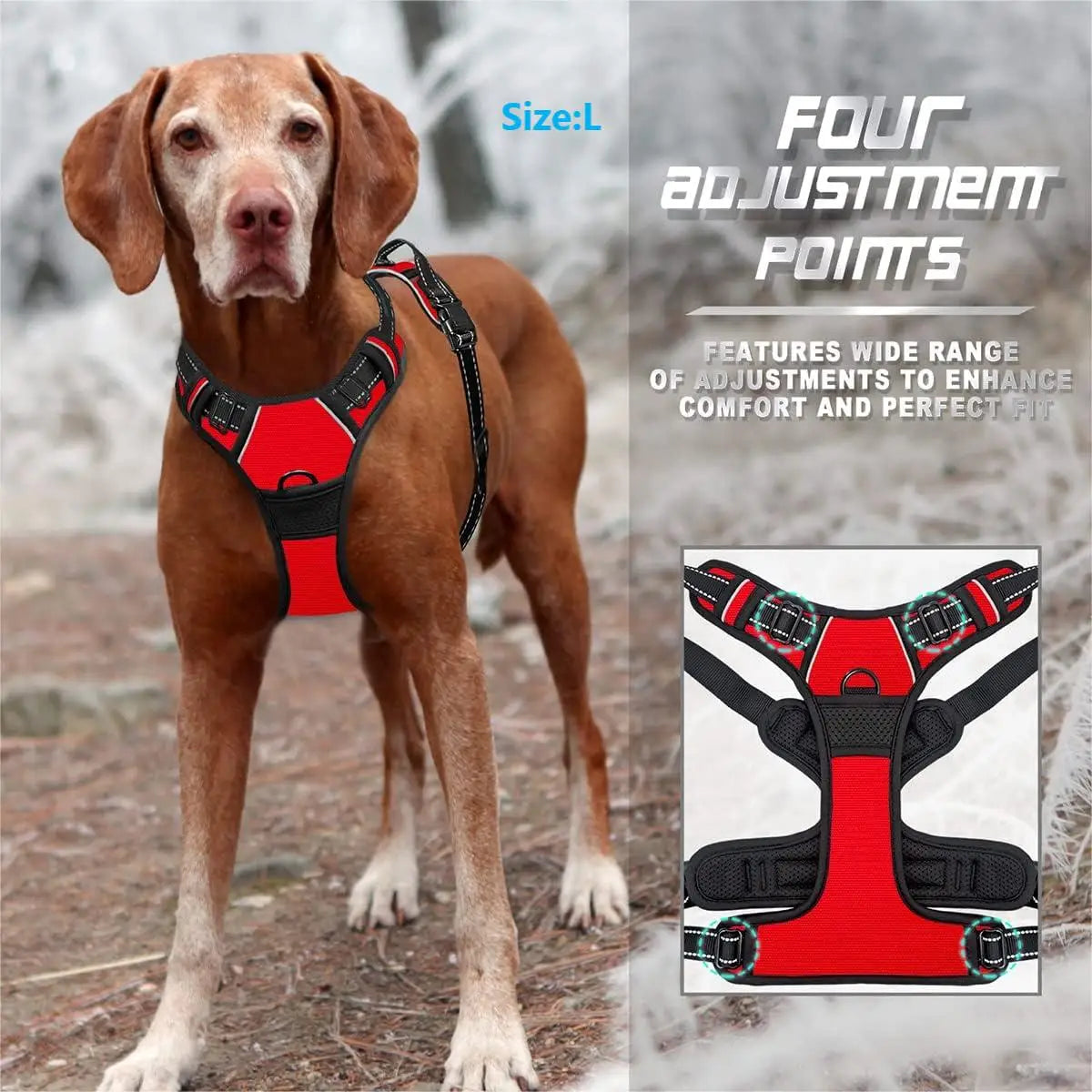 Heavy duty reflective dog harness vest style nylon UK