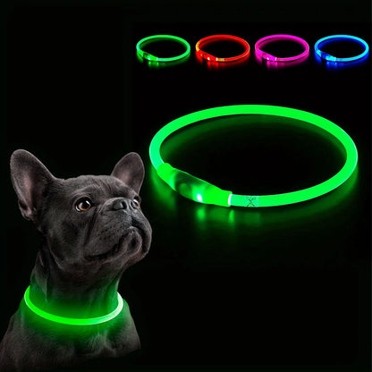USB Rechargeable LED Dog Collar - Red and Green Colours - Night Safety for Dogs UK

