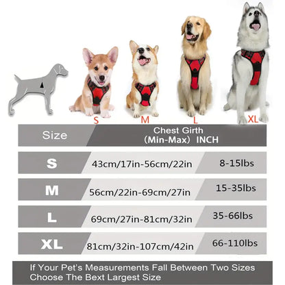 No pull dog harness size guide S M L XL large dogs