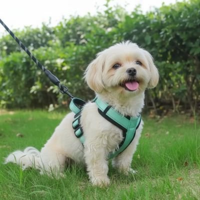 caniche green harness in puppy UK