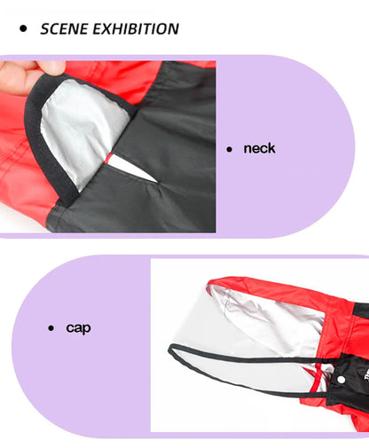close-up pictures of the rain coat showing the neck and cap