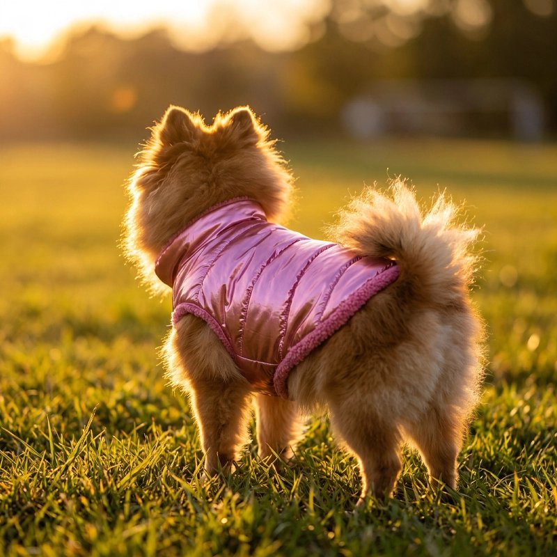 Pink CozyFleece quilted puffer dog coat