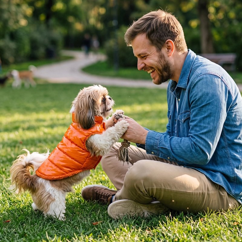 Orange CozyFleece quilted dog coat for small dogs