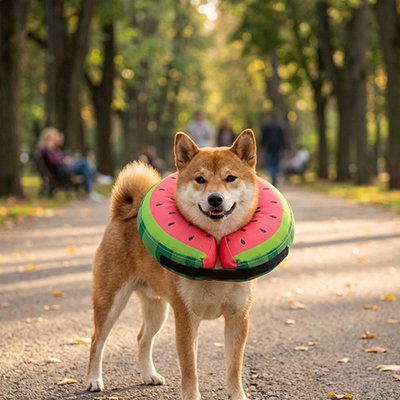 Soft inflatable recovery collar for dogs after surgery