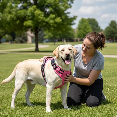 Dog harness adjustable straps detail