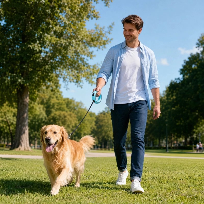 RetractPro retractable dog lead with one-handed brake lock