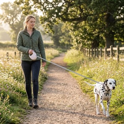 Pink retractable dog lead 5m — durable dog lead for large dogs UK