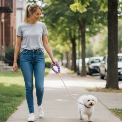 Pink ShockGuard shock-absorbing dog lead