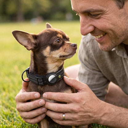 little dog with dog collar gps