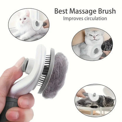 self-cleaning pet grooming brush UK- one-click hair removal