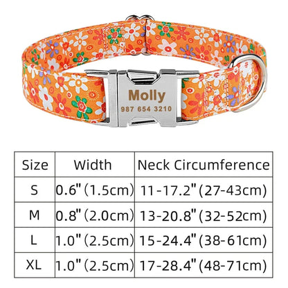 adjustabledogcollar orange flowers size board