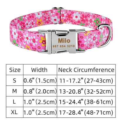 adjustabledogcollar pink flowers size board